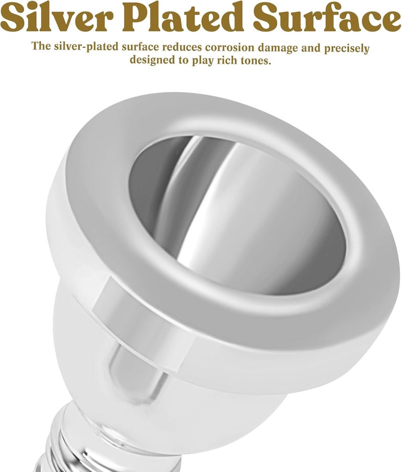 ROWell 12C Trombone Mouthpiece Silver Plated with Vacuum Packing Fits Small Bore Trombones, Alto Trombone, Ideal for Beginner - Image 3